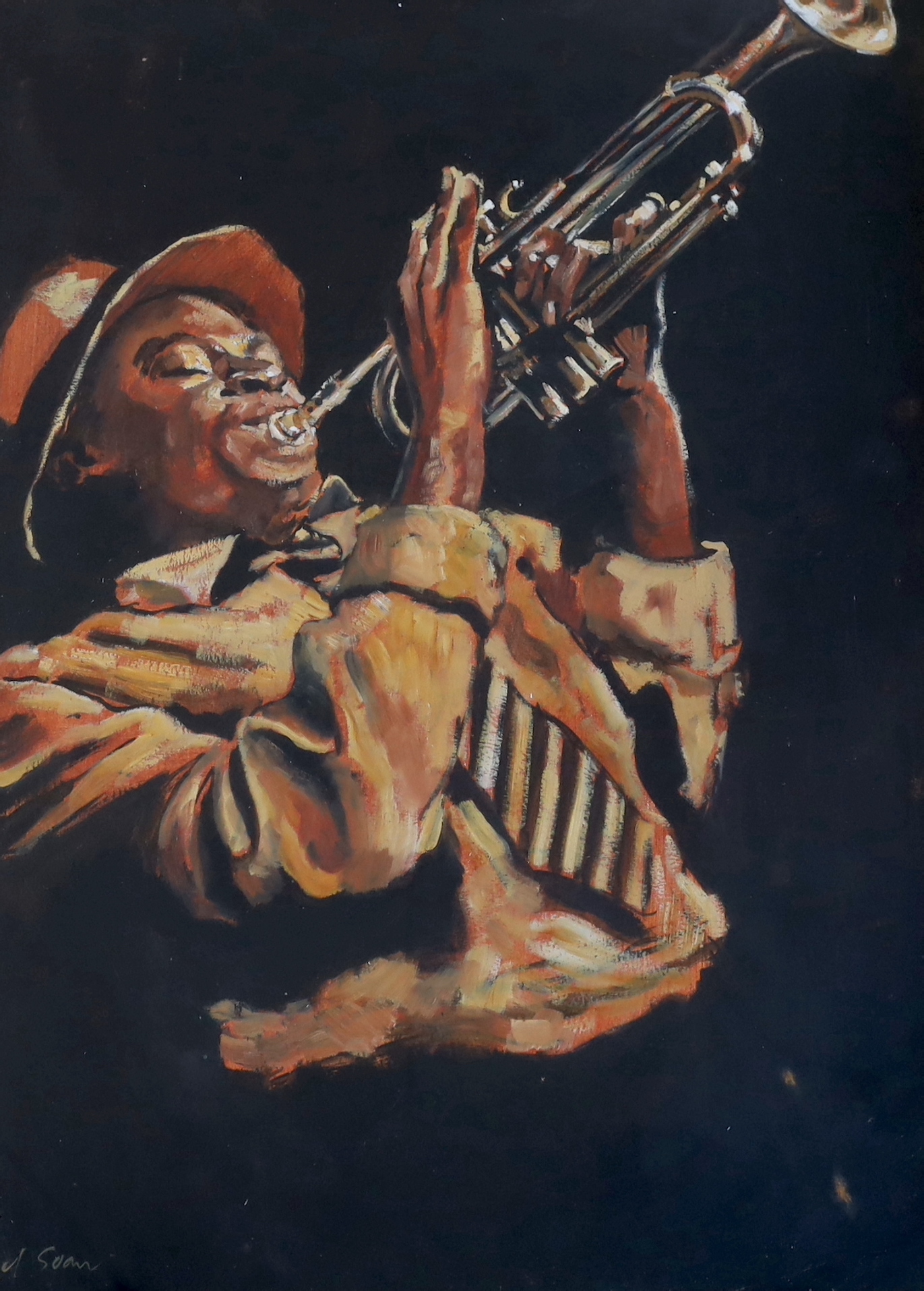 Hazel Soan (British, 1954-), 'Mind and body, heart and soul, Cape Town 96', oil on board, 76 x 56cm